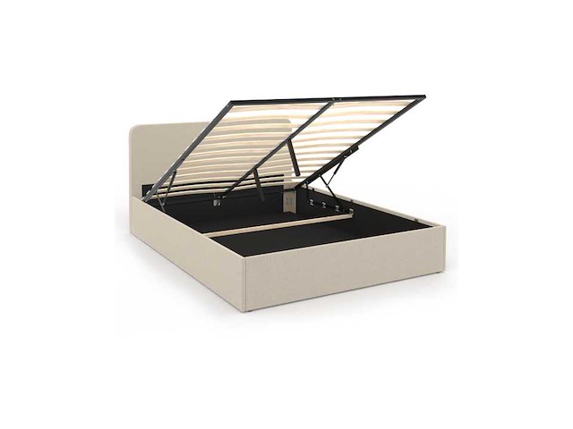 Beige stoffen borstbed met bedvoet en afgerond hoofdeinde 140x190cm - afbeelding 2 van  9