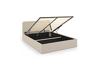 Beige stoffen borstbed met bedvoet en afgerond hoofdeinde 140x190cm - afbeelding 2 van  9