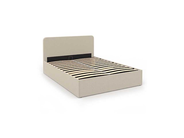 Beige stoffen borstbed met bedvoet en afgerond hoofdeinde 140x190cm - afbeelding 5 van  9