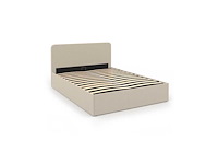 Beige stoffen borstbed met bedvoet en afgerond hoofdeinde 140x190cm - afbeelding 5 van  9