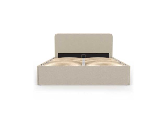 Beige stoffen borstbed met bedvoet en afgerond hoofdeinde 140x190cm - afbeelding 6 van  9