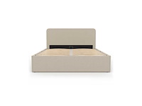 Beige stoffen borstbed met bedvoet en afgerond hoofdeinde 140x190cm - afbeelding 6 van  9