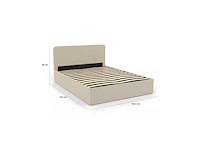 Beige stoffen borstbed met bedvoet en afgerond hoofdeinde 140x190cm - afbeelding 7 van  9