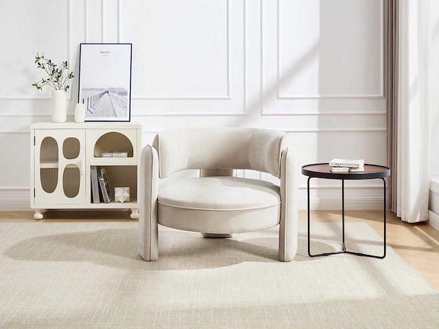 Beige stoffen fauteuil - afbeelding 2 van  2