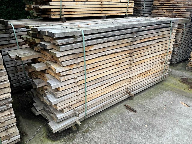 Bekantrechte eiken planken rustiek circa 1,44 m3 - afbeelding 2 van  5
