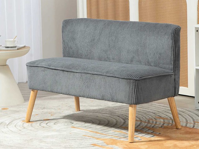 Bekleedde 2-zits bank, hout, polyester fluweel - afbeelding 1 van  6