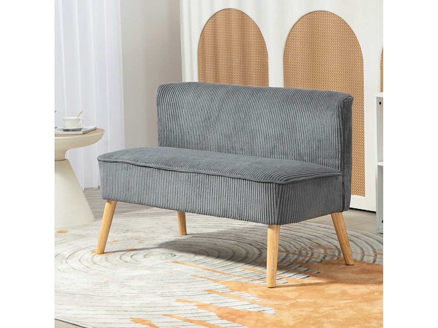 Bekleedde 2-zits bank, hout, polyester fluweel - afbeelding 2 van  6