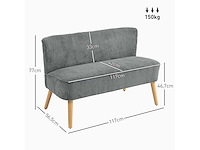 Bekleedde 2-zits bank, hout, polyester fluweel - afbeelding 4 van  6