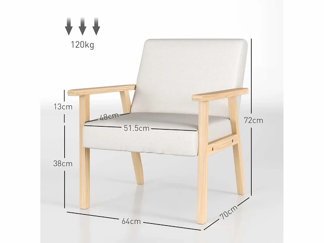 Bekleedde fauteuil met armleuningen, linnen look eetkamer - afbeelding 3 van  5