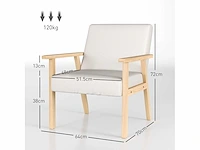 Bekleedde fauteuil met armleuningen, linnen look eetkamer - afbeelding 3 van  5