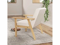 Bekleedde fauteuil met armleuningen, linnen look eetkamer - afbeelding 4 van  5