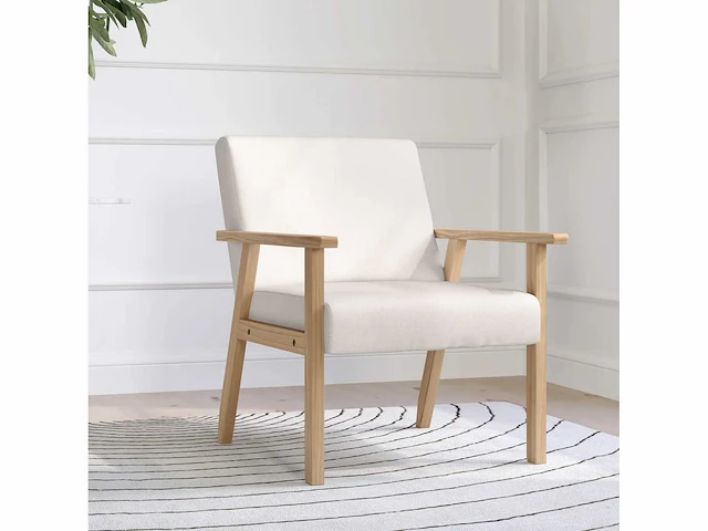 Bekleedde fauteuil met armleuningen, linnen look eetkamer - afbeelding 5 van  5