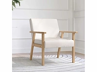 Bekleedde fauteuil met armleuningen, linnen look eetkamer - afbeelding 5 van  5