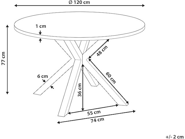 Beliani moderne tuintafel (⌀ 120 cm) - afbeelding 3 van  4