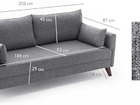 Bella 3-zits slaapbank | houten / mdf frame | grijs - afbeelding 7 van  7