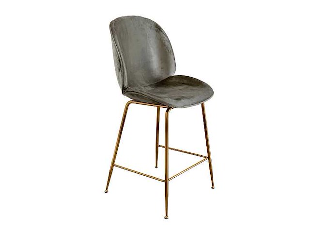 Bella-kruk met gouden poot 65 cm - grijs fluwelen zitje - afbeelding 1 van  1