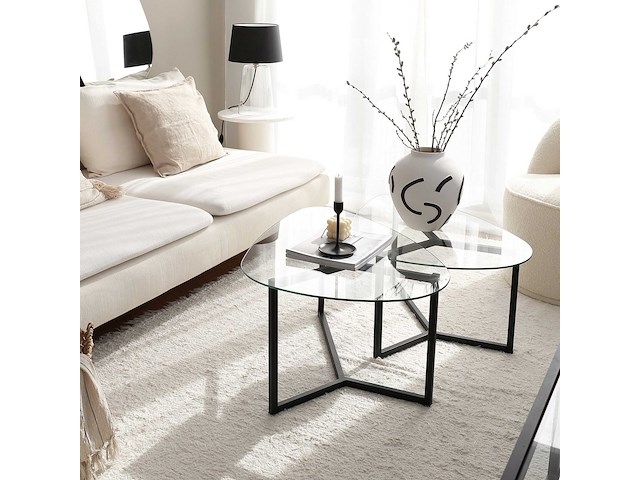 Bellisimo salontafelset | metalen frame | matzwart - afbeelding 1 van  8