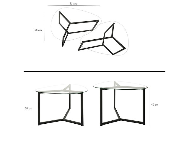 Bellisimo salontafelset | metalen frame | matzwart - afbeelding 8 van  8
