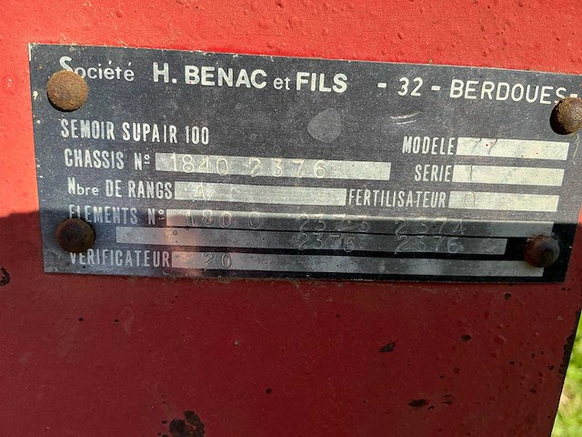 Bénac supair 100 precisiezaaimachine - afbeelding 6 van  6