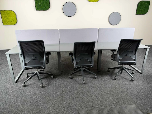 Bene - 6-persoons werkplaats inclusief 6 x vitra id bureaustoelen - bureau - afbeelding 5 van  14