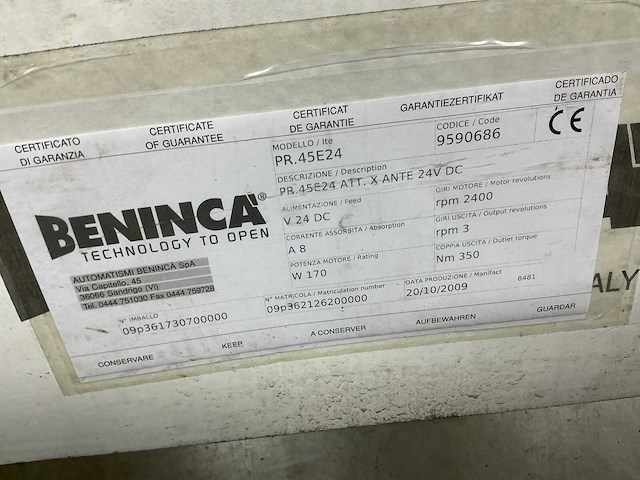 Beninca knikarm poortmotor - afbeelding 3 van  3