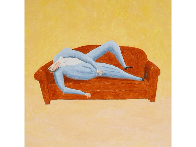 Benoît van innis (1960-2024), 'man op canapé', 2002, oil on canvas 46 x 55 cm. (18.10 x 21.64 in.) - afbeelding 5 van  6