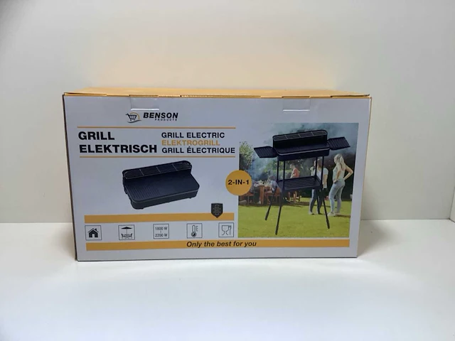 Benson elektrische barbecue grill - 1800-2200w - zwart - afbeelding 4 van  6