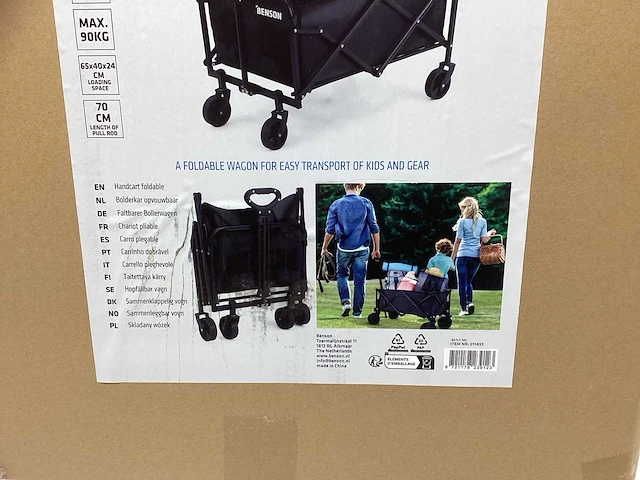 Benson opvouwbare bolderkar - handcart foldable - max. 90kg - zwart - afbeelding 8 van  9