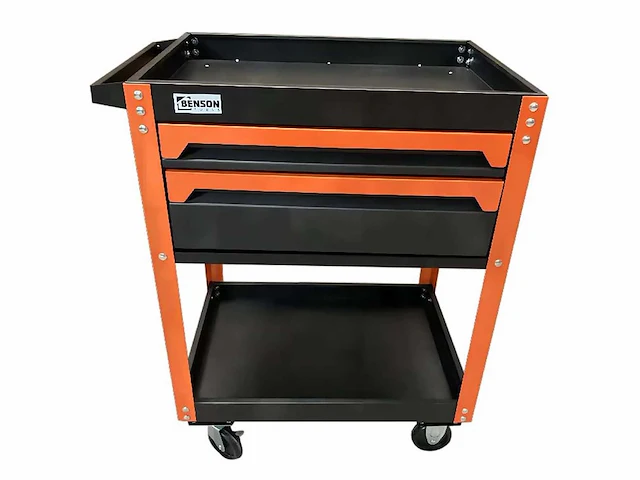 Benson tools gereedschapswagen demonteerbaar / tool trolley - 2 laden - oranje/zwart - afbeelding 1 van  4