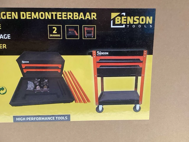 Benson tools gereedschapswagen demonteerbaar / tool trolley - 2 laden - oranje/zwart - afbeelding 4 van  4