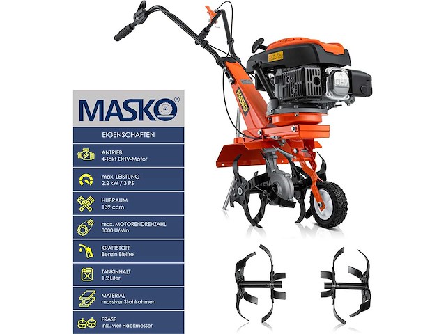 Benzine tuinfreer mk-909 tuinfreer 2,2 kw (3 pk) 139 cm³ | tuinfreer met 36 cm werkbreedte - afbeelding 2 van  7