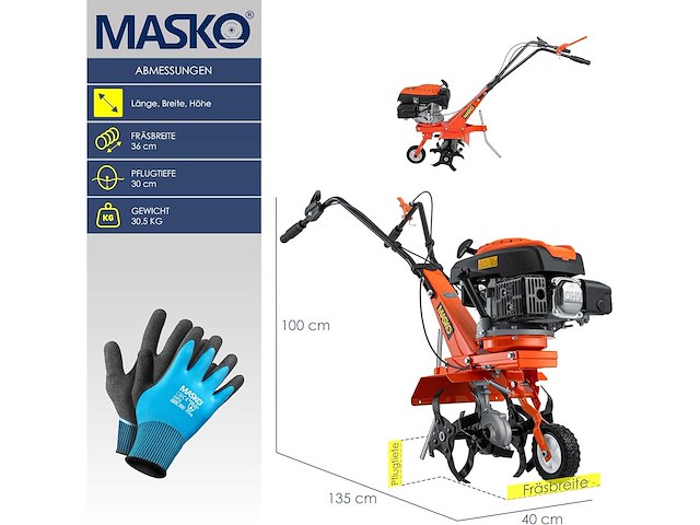 Benzine tuinfreer mk-909 tuinfreer 2,2 kw (3 pk) 139 cm³ | tuinfreer met 36 cm werkbreedte - afbeelding 6 van  7