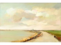 Berend suringh - waterlandschap - olie op doek - 100x150 cm