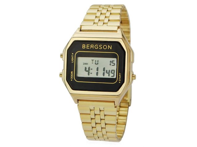 Bergson retro horloge unisex goud 34mm - afbeelding 1 van  3