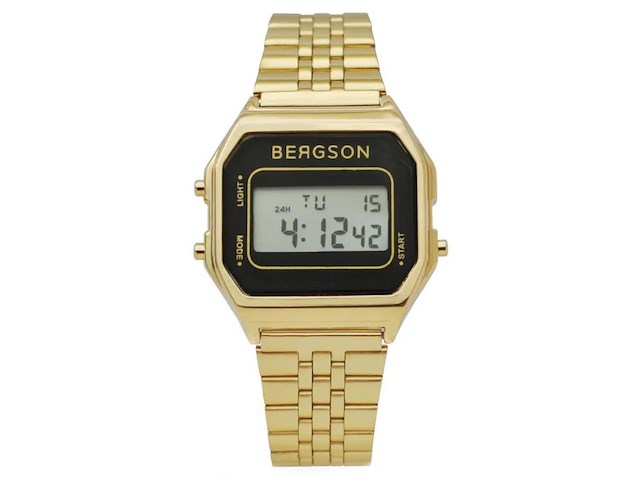 Bergson retro horloge unisex goud 34mm - afbeelding 2 van  3