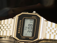 Bergson retro horloge unisex goud 34mm - afbeelding 3 van  3