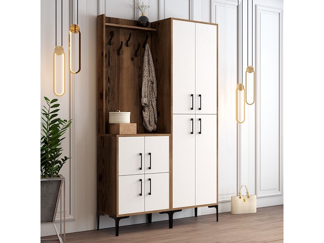 Berlin ba kapstok | 100% melamine | walnoot, wit - afbeelding 1 van  5