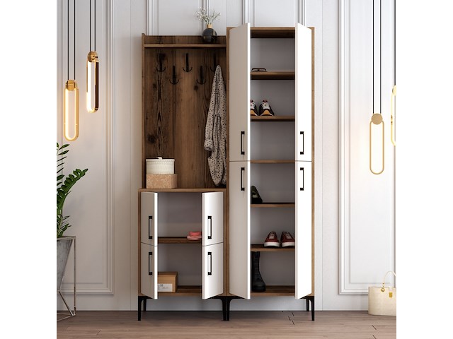 Berlin ba kapstok | 100% melamine | walnoot, wit - afbeelding 2 van  5