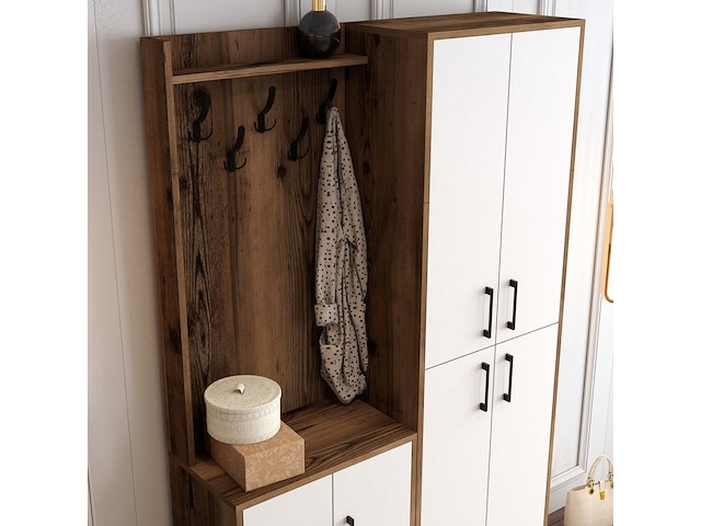 Berlin ba kapstok | 100% melamine | walnoot, wit - afbeelding 3 van  5