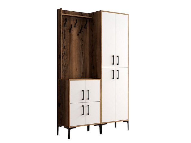 Berlin ba kapstok | 100% melamine | walnoot, wit - afbeelding 4 van  5