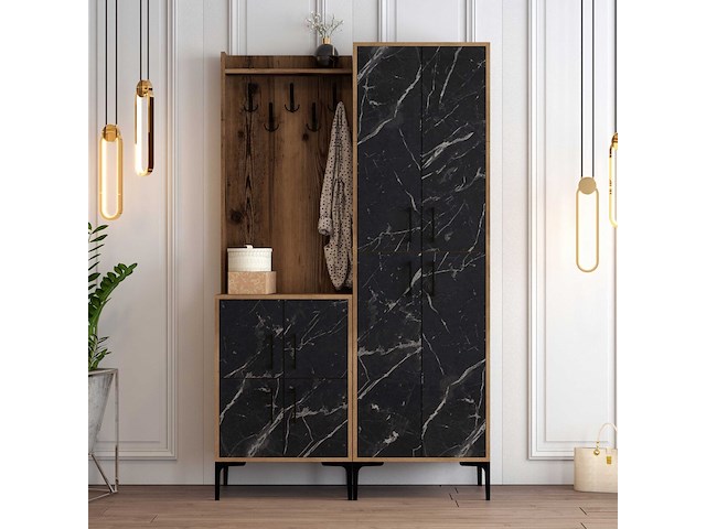 Berlin ba kapstok | 100% melamine | walnoot, zwart - afbeelding 1 van  6