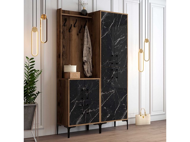 Berlin ba kapstok | 100% melamine | walnoot, zwart - afbeelding 2 van  6