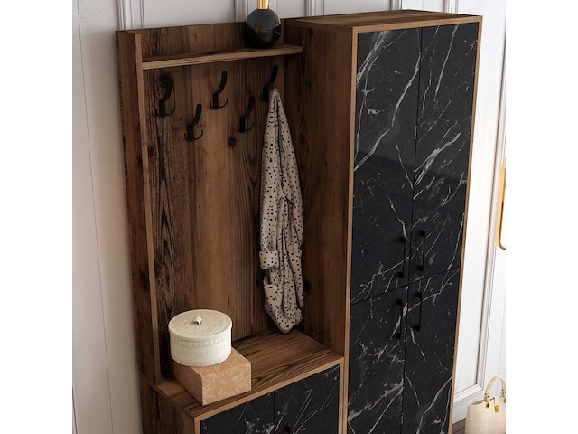 Berlin ba kapstok | 100% melamine | walnoot, zwart - afbeelding 4 van  6