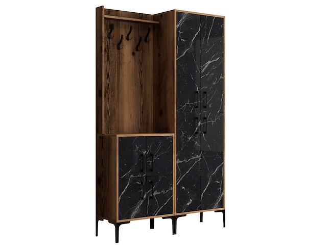 Berlin ba kapstok | 100% melamine | walnoot, zwart - afbeelding 5 van  6