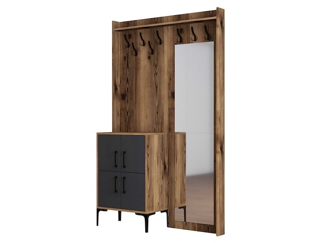 Berlin bc kapstok | 100% melamine | walnoot, antraciet - afbeelding 5 van  6