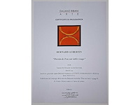 Bernard aubertin - dessin de feu sur table rouge - mixed media op paneel - 60x60 cm - afbeelding 3 van  9
