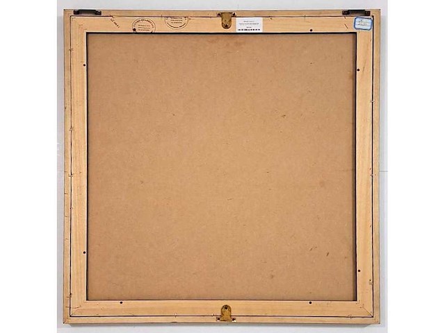 Bernard aubertin - dessin de feu sur table rouge - mixed media op paneel - 60x60 cm - afbeelding 8 van  9