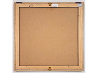 Bernard aubertin - dessin de feu sur table rouge - mixed media op paneel - 60x60 cm - afbeelding 8 van  9