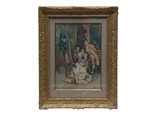 Bernard louis borione (1865-?), the art lovers, pastel on paper 52 x 35 cm. (20.46 x 13.77 in.), frame: 79 x 60 cm. (31.10 x 23.62 in.) - afbeelding 2 van  8