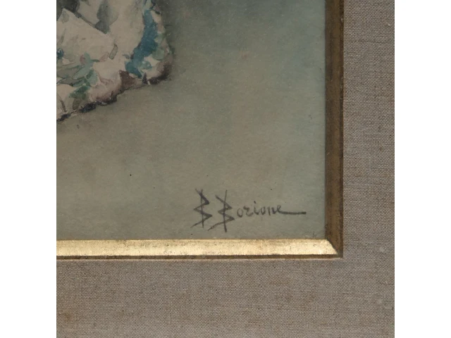 Bernard louis borione (1865-?), the art lovers, pastel on paper 52 x 35 cm. (20.46 x 13.77 in.), frame: 79 x 60 cm. (31.10 x 23.62 in.) - afbeelding 4 van  8